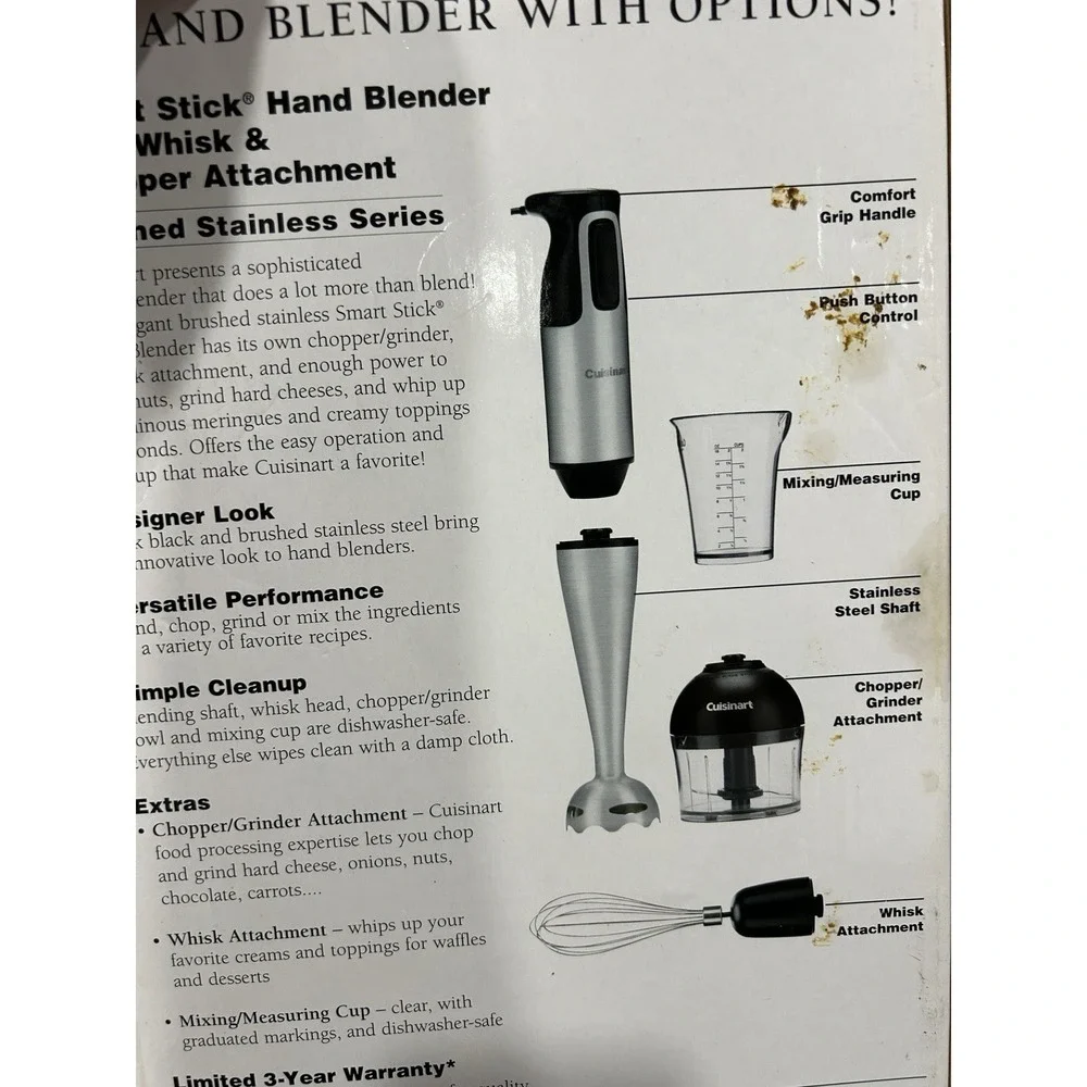 Cuisinart Smart‎ Stick® Hand Blender with Whisk & Chopper Attachment Parts Only